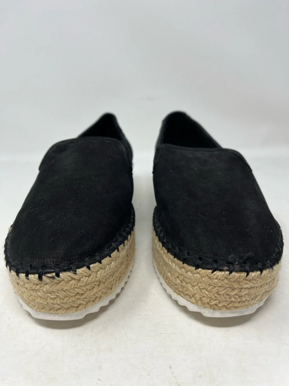 GIANNI BINI MICROSUEDE BLACK  LEATHER UPPER PLATFORM ESPADRILLES LIKE NEW SZ 8.5